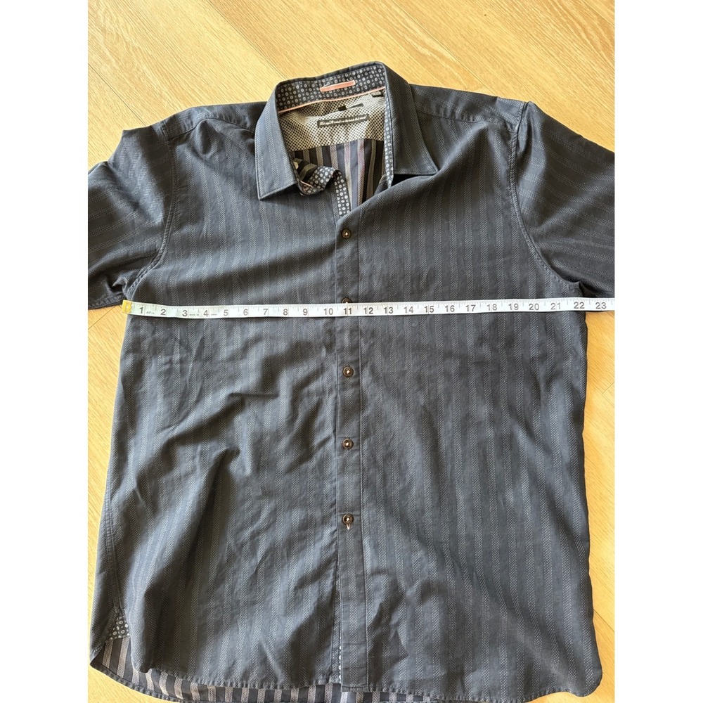 Ted Baker London Mens Navy Blue Stripe Short Sleeve Button Up Shirt Size XL - Picture 10 of 10